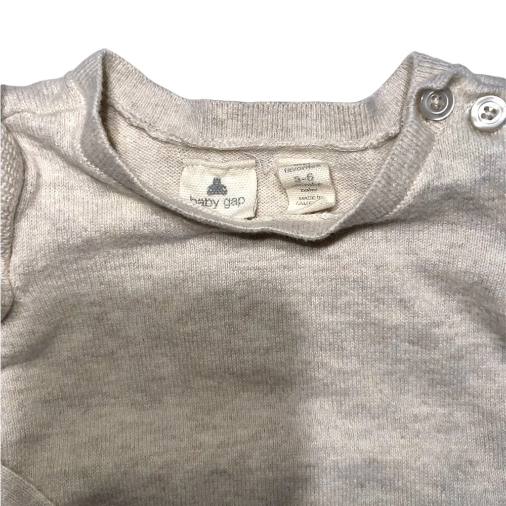 Baby Gap Ruffle Sleeve Sweater Set 3-6 Months 100% Cotton Soft Warm Cozy Neutral